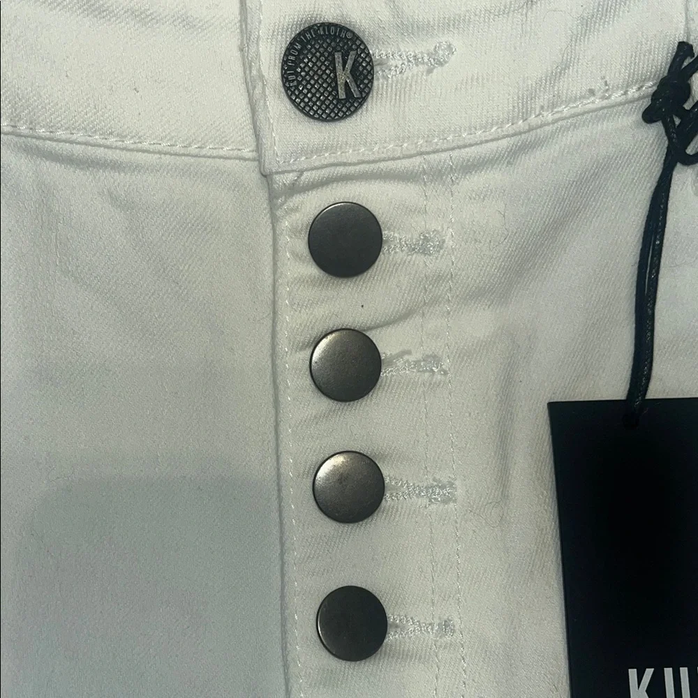 KUT From the Kloth Crop Jeans Distressed Button Fly‎ White Denim Size 10 NWT - Picture 9 of 9